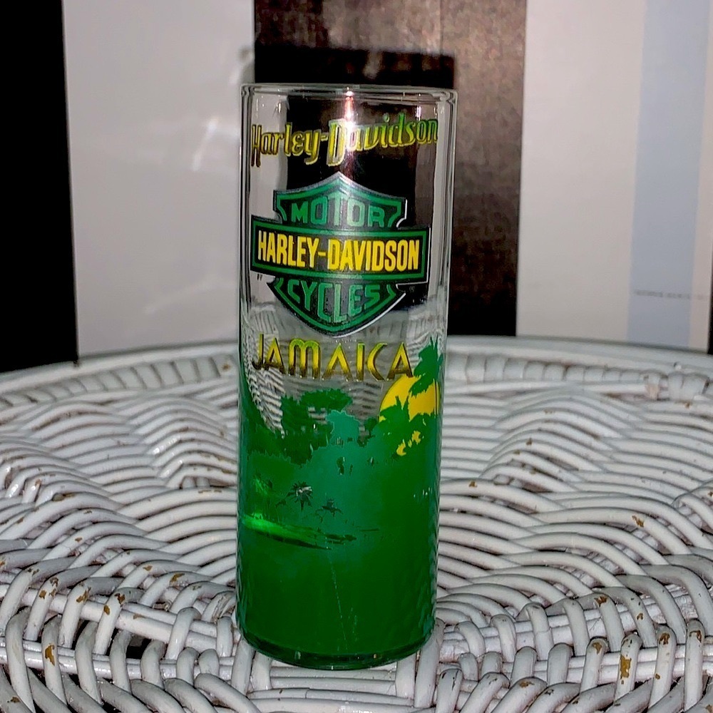 Harley-Davidson Jamaica Shot Glass or Small Bud Flower Vase Vintage Early Y2K